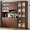 Bufet Dapur Minimalis Kayu Jati Dengan Pintu Kaca
