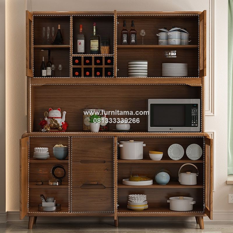 Bufet Dapur Minimalis Kayu Jati dengan Penyimpanan Bufet Dapur Minimalis Kayu Jati dengan Penyimpanan
