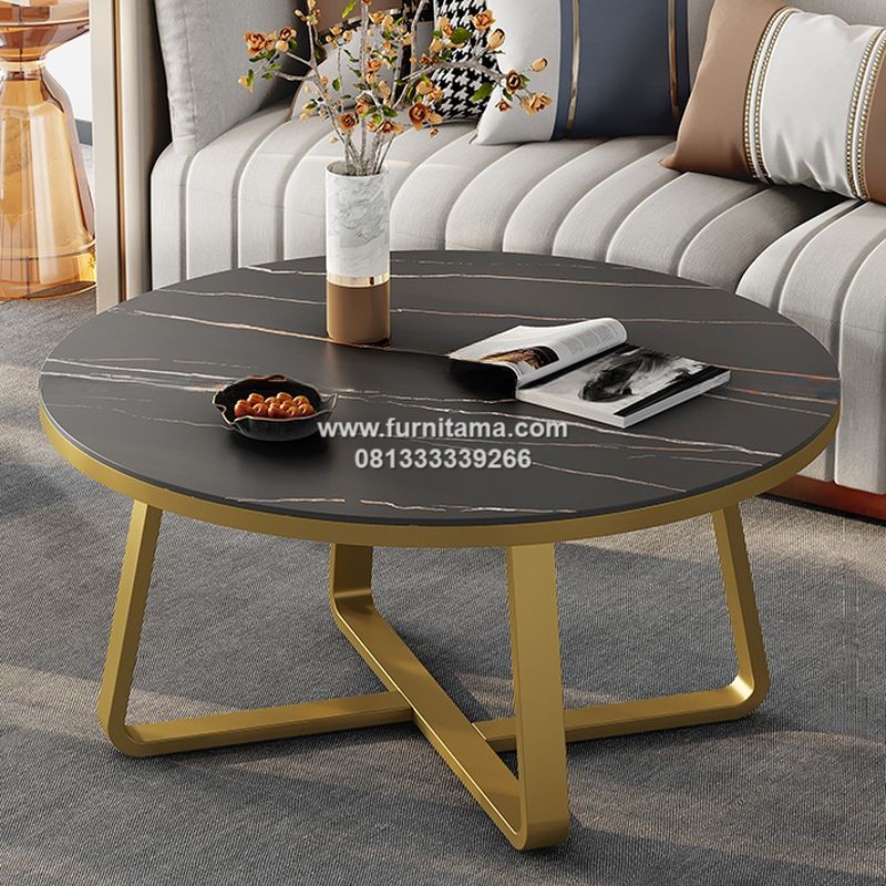 Coffee Table Bundar Kaki Besi Top Marmer Coffee Table Bundar Kaki Besi Top Marmer