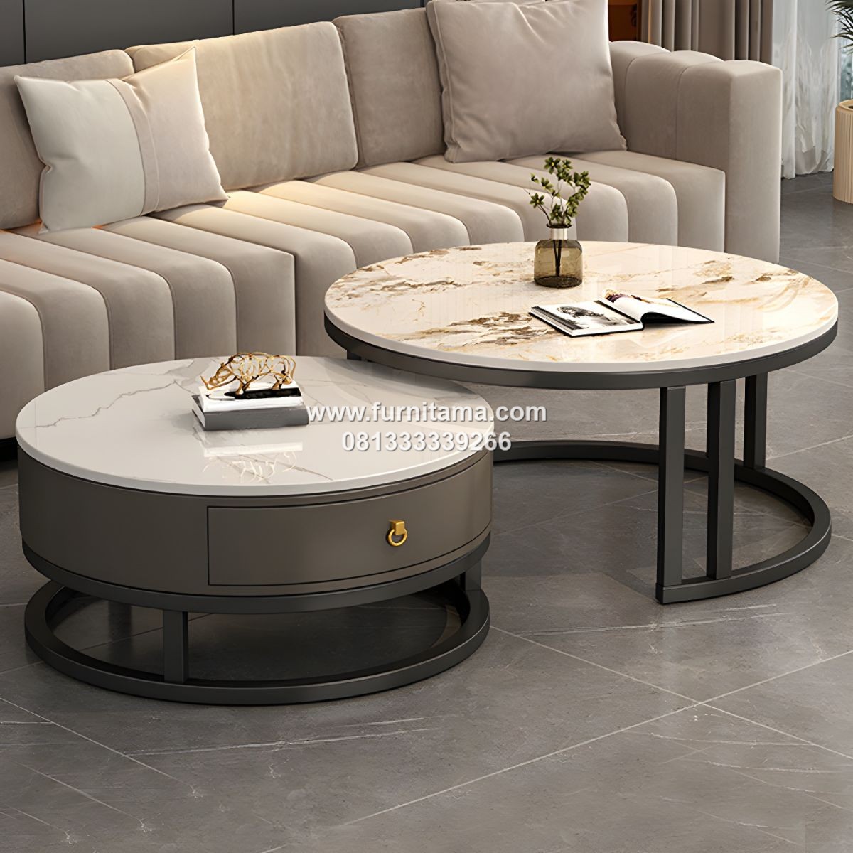 Coffee Table Desain Modern Yang Elagan Top Marmer