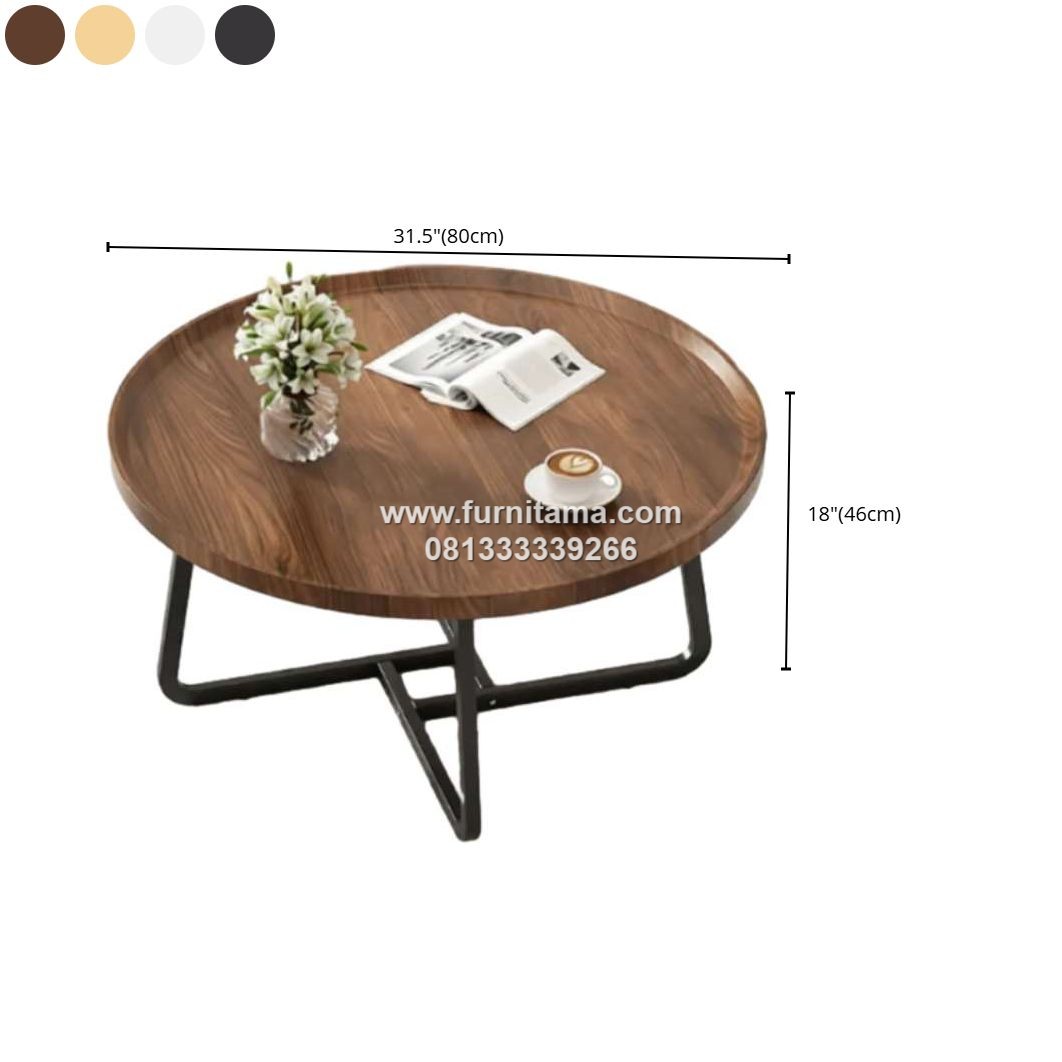 Coffee Table Kayu Jati Model Bundar Kaki Besi 2 Coffee Table Kayu Jati Model Bundar Kaki Besi