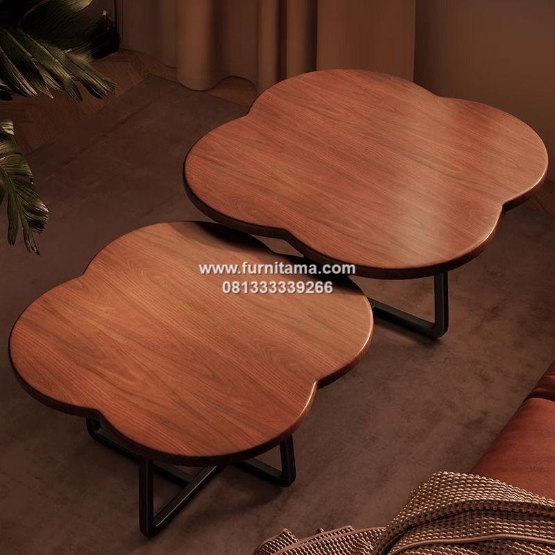 Coffee Table Unik Kayu Jati Kaki Besi Coffee Table Unik Kayu Jati Kaki Besi