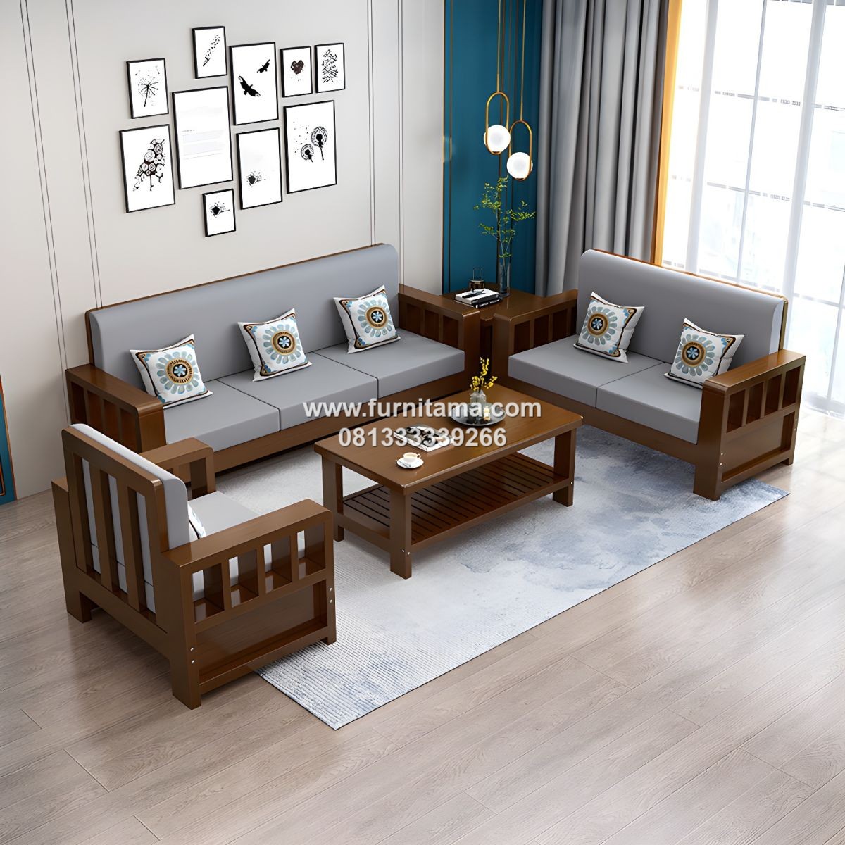 Kursi Tamu Sofa Minimalis Modern Kayu Jati