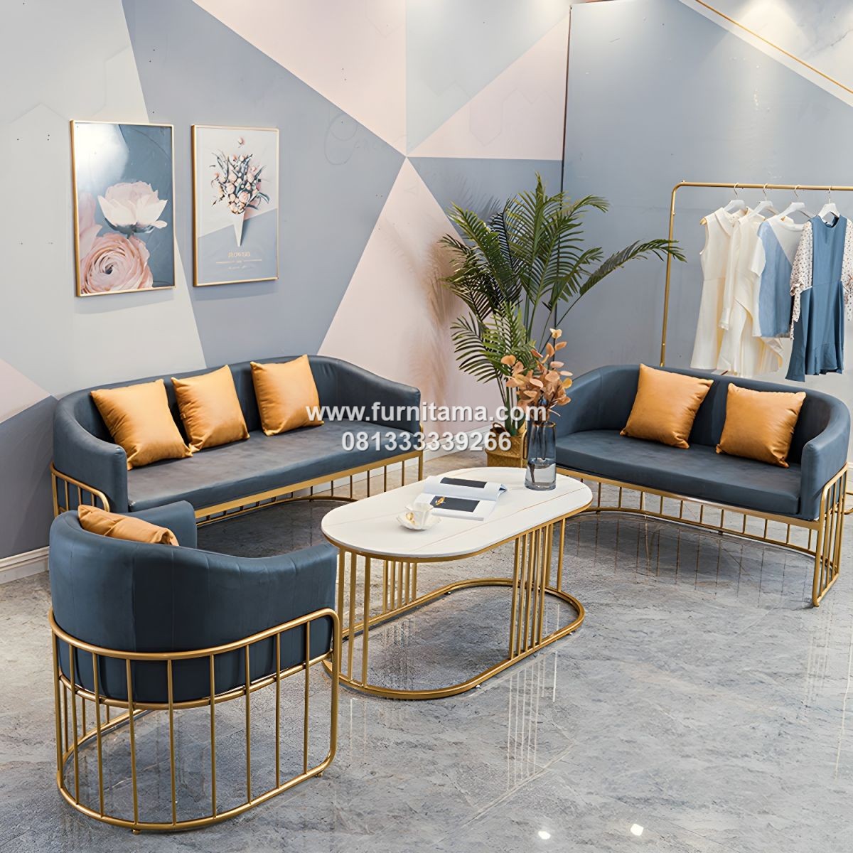 Kursi Tamu Sofa Modern Rangka Stainless Premium Berkualitas Tinggi
