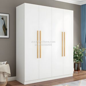 Lemari Baju Kayu Minimalis 4 Pintu Warna Putih