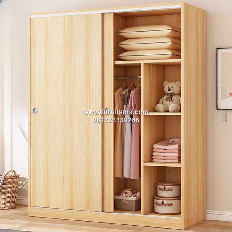 Lemari Baju Minimalis 2 Pintu Sliding Model Terbaru