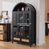 Lemari Hias Lengkung Kayu Jati Warna Hitam Modern