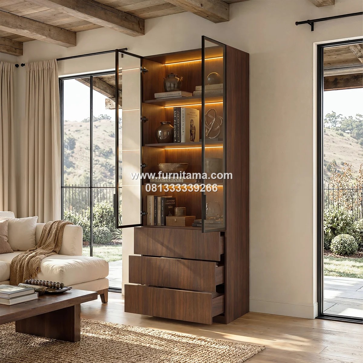Lemari Hias Minimalis 2 Pintu Kaca Elegan 2 Lemari Hias Minimalis 2 Pintu Kaca Elegan
