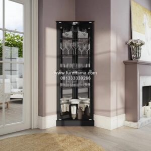 Lemari Hias Sudut Minimalis Terbau Pintu Kaca