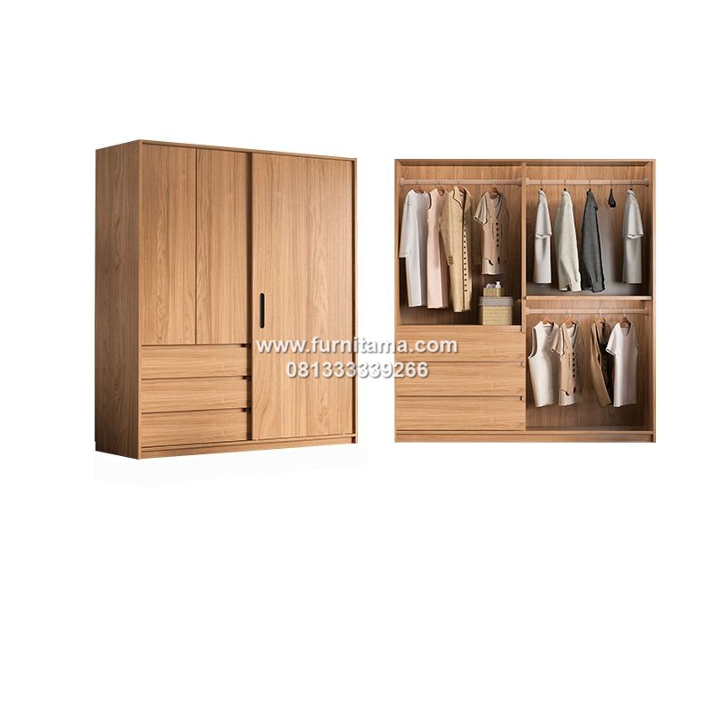 Lemari Minimalis Pintu Sliding Dengan 2 Laci Penyimpanan 2 Lemari Minimalis Pintu Sliding Dengan 2 Laci Penyimpanan