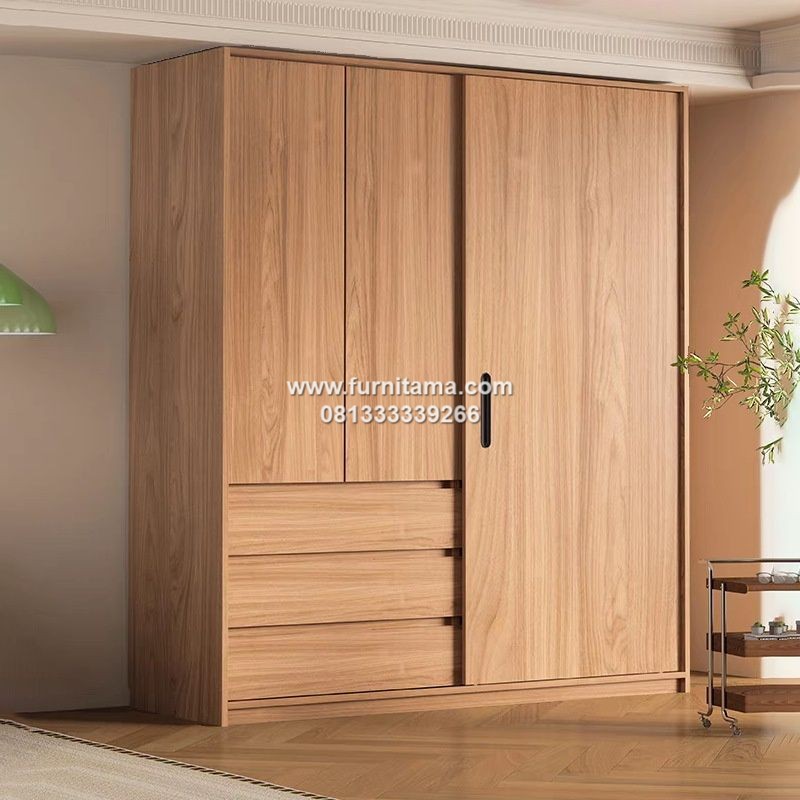 Lemari Minimalis Pintu Sliding Dengan 2 Laci Penyimpanan Lemari Minimalis Pintu Sliding Dengan 2 Laci Penyimpanan
