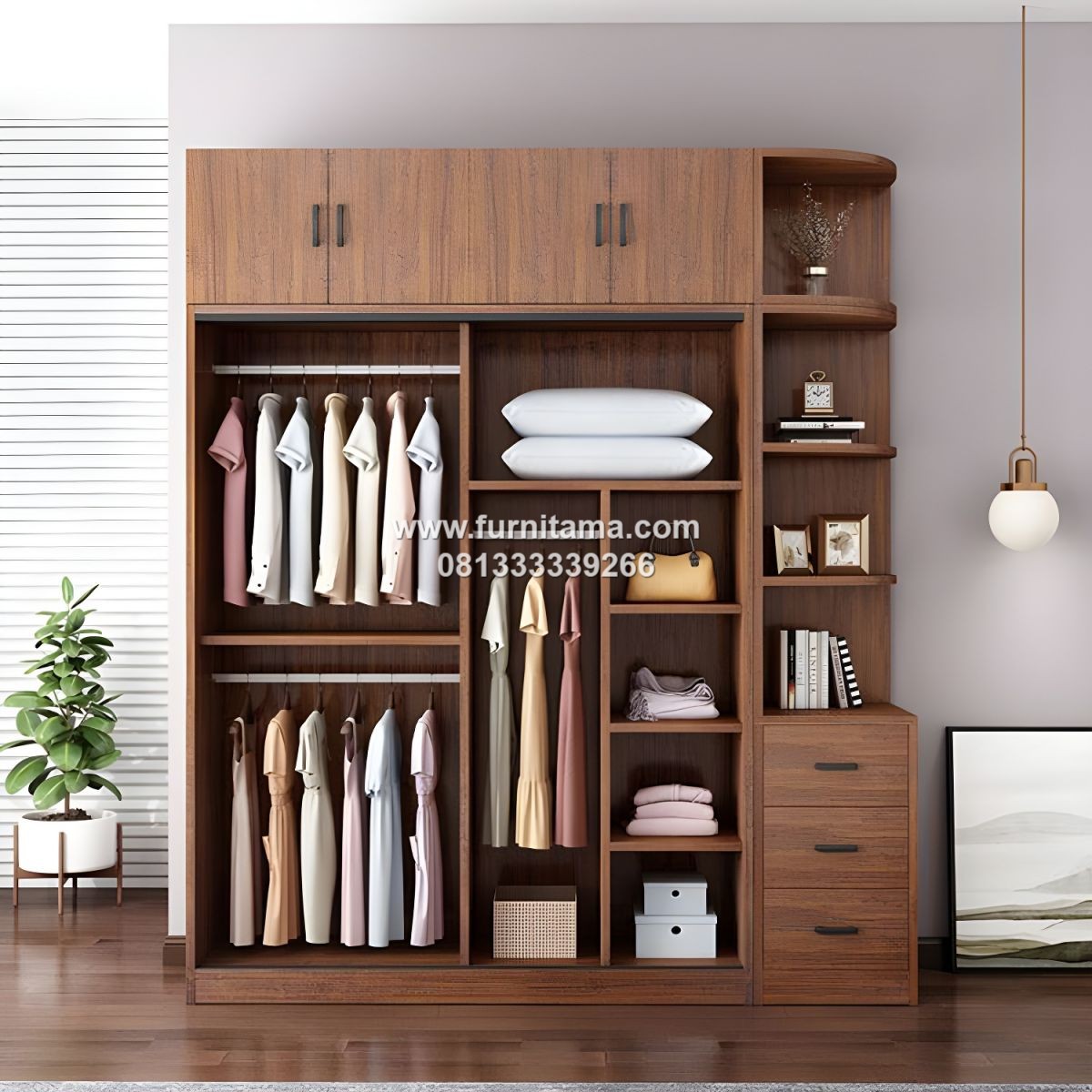 Lemari Pakaian Minimalis Modern Warna Natural Kayu 1 Lemari Pakaian Minimalis Modern Warna Natural Kayu
