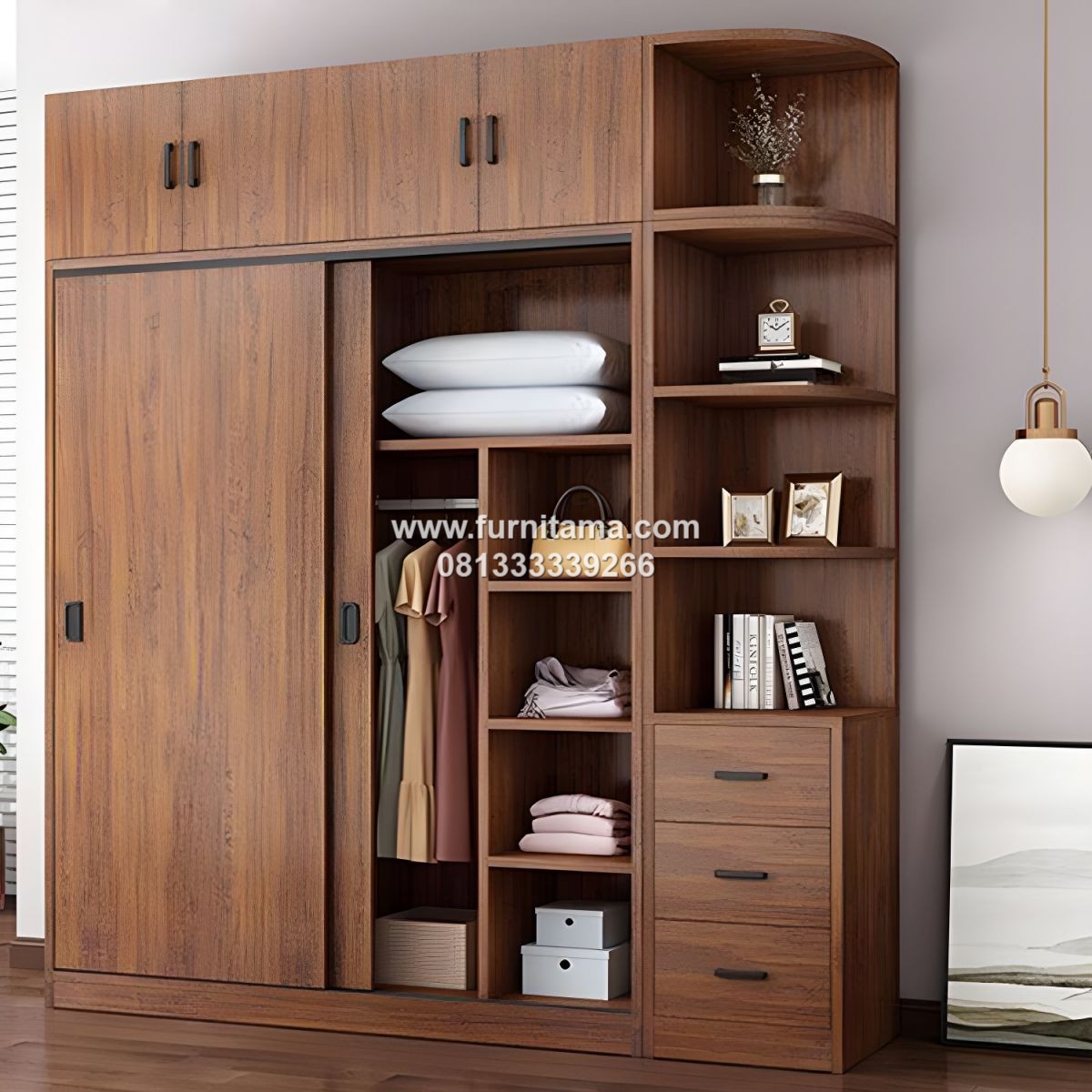 Lemari Pakaian Minimalis Modern Warna Natural Kayu Lemari Pakaian Minimalis Modern Warna Natural Kayu