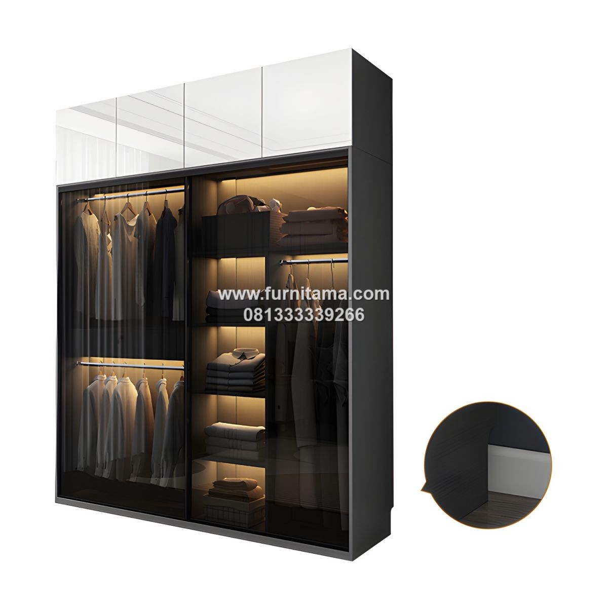 Lemari Pakaian Minimalis Pintu Kaca Sliding Elegan 1 Lemari Pakaian Minimalis Pintu Kaca Sliding Elegan