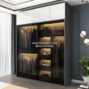 Lemari Pakaian Minimalis Pintu Kaca Sliding Elegan