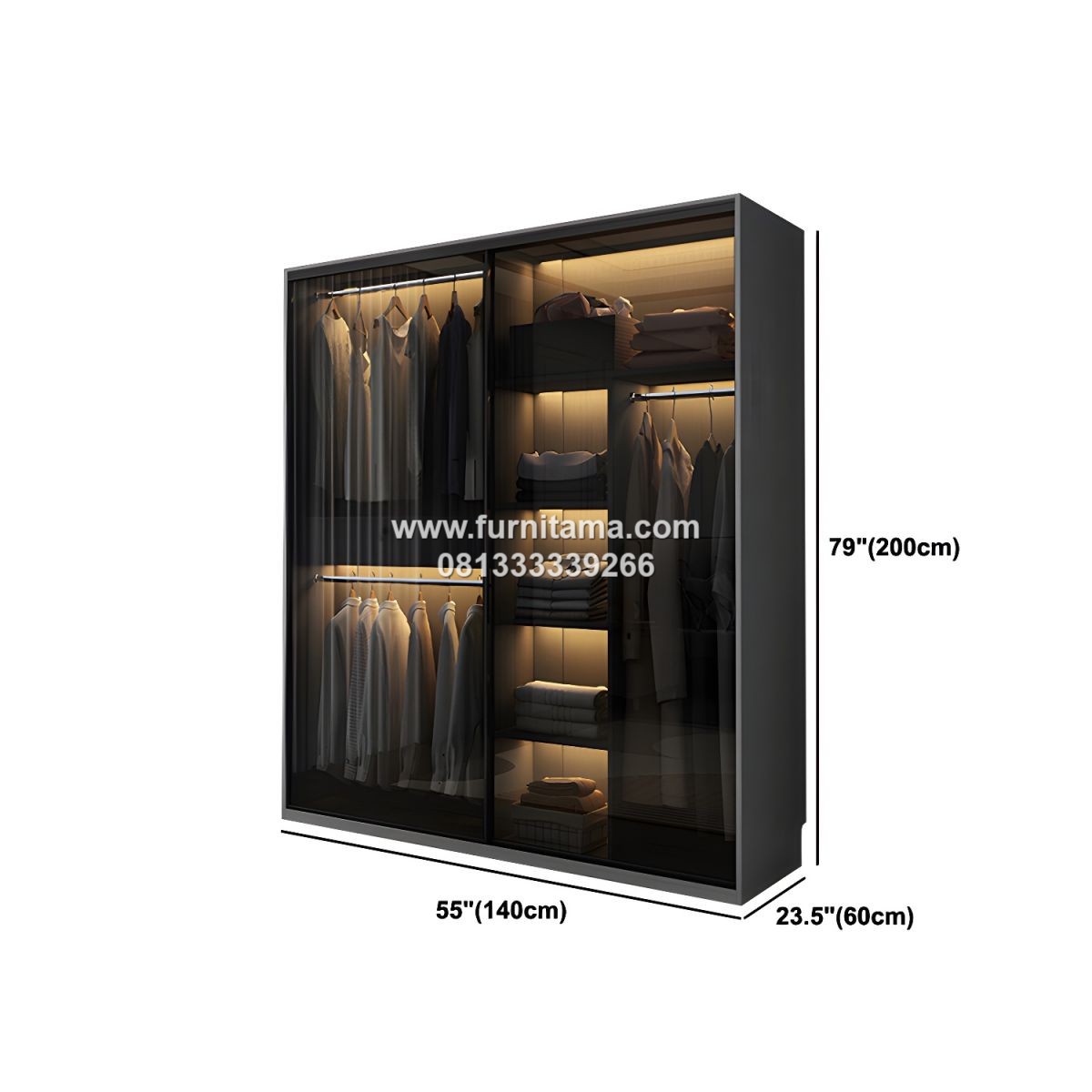 Lemari Pakaian Minimalis Pintu Kaca Sliding Elegan 4 Lemari Pakaian Minimalis Pintu Kaca Sliding Elegan