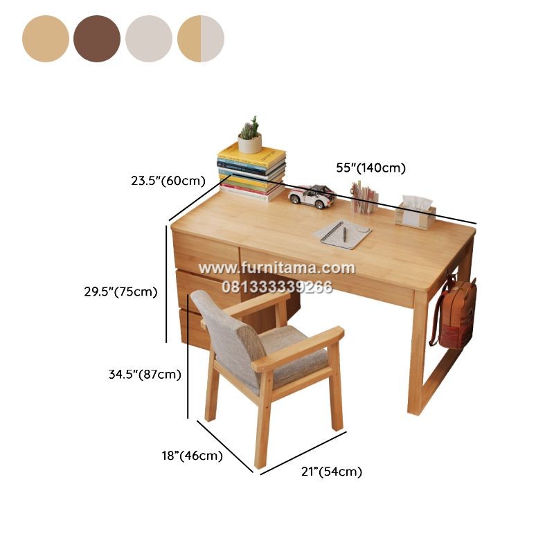 Meja Belajar Kayu Jati Minimalis Natural 3 Laci 3 Meja Belajar Kayu Jati Minimalis Natural 3 Laci