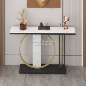 Meja Console Marmer Kaki Stainless Mewah