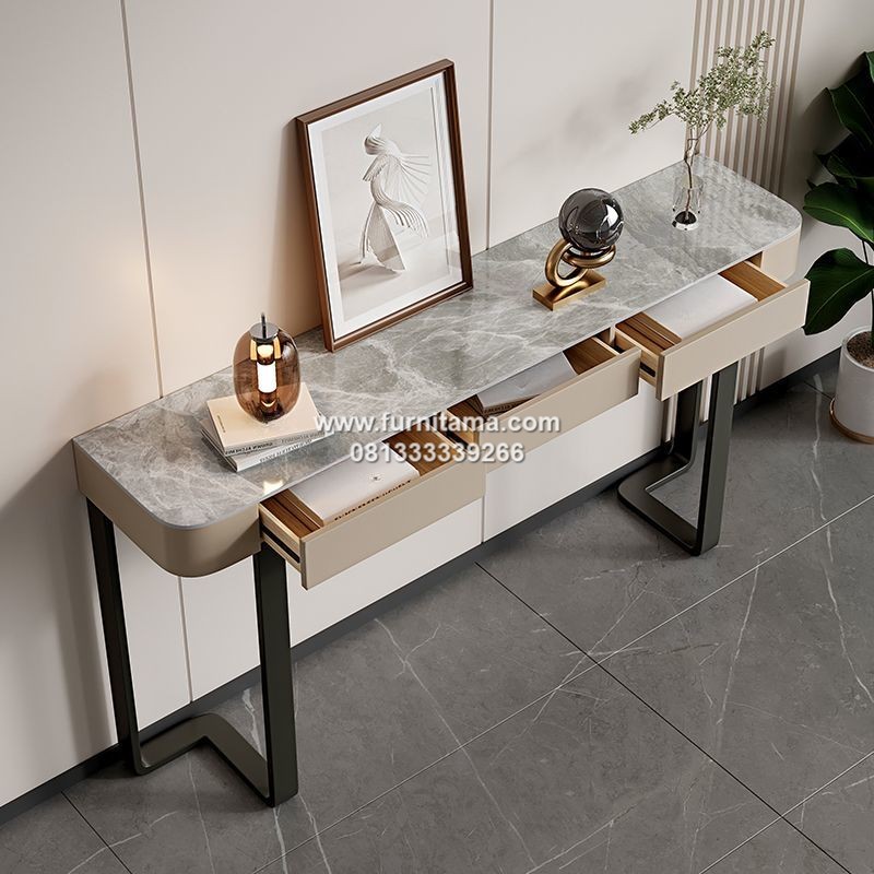Meja Console Minimalis Modern Kaki Besi 3 Laci 1 Meja Console Minimalis Modern Kaki Besi 3 Laci