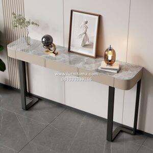 Meja Console Minimalis Modern Kaki Besi 3 Laci