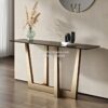 Meja Console Table Kaki Stainle Top Marmer Hitam
