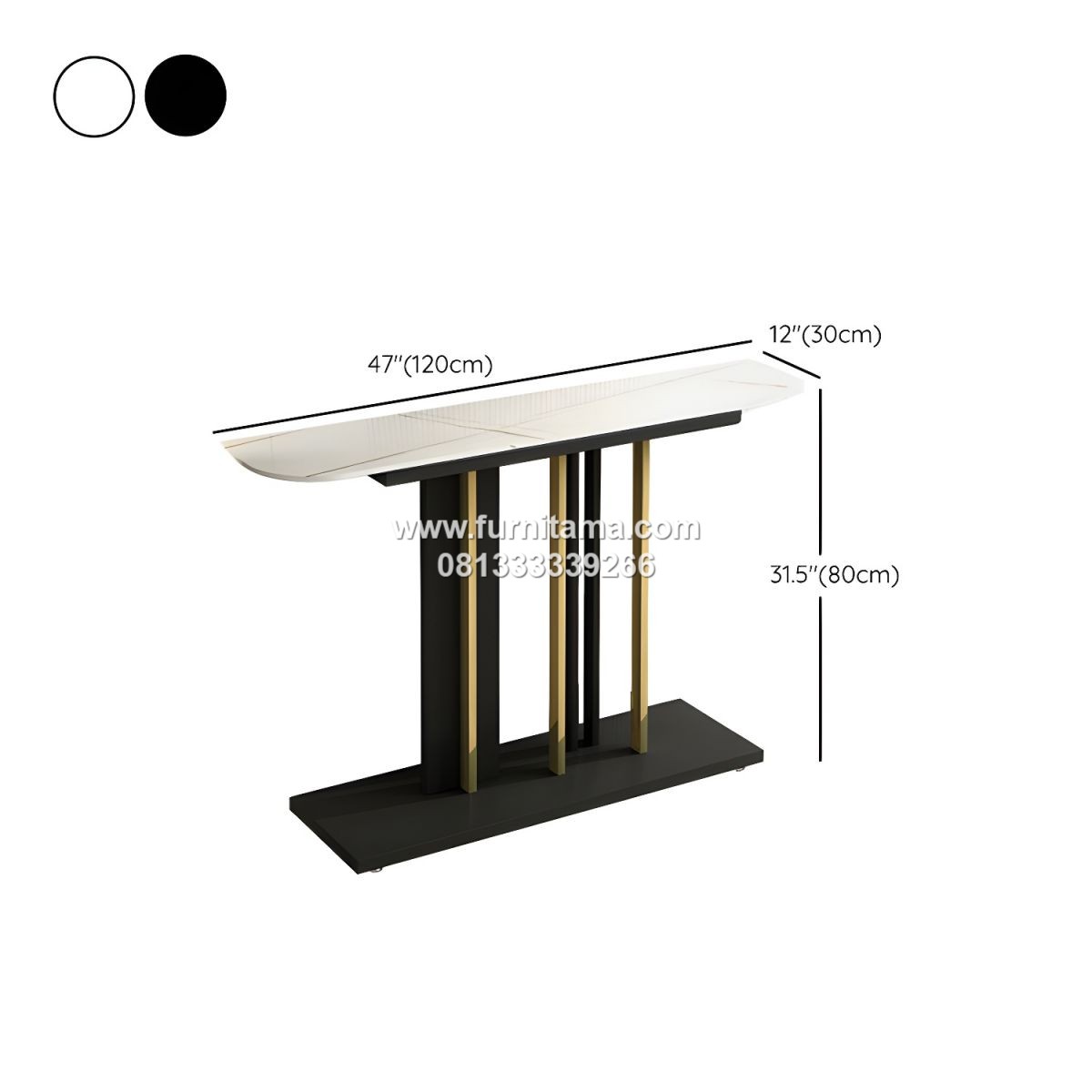 Meja Konsol Besi Hitam Modern dengan Top Marmer 3 Meja Konsol Besi Hitam Modern dengan Top Marmer