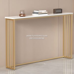 Meja Konsol Minimalis Kaki Besi Top Marmer
