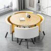 Meja Makan Bundar Resto Desain Modern 4 Kursi