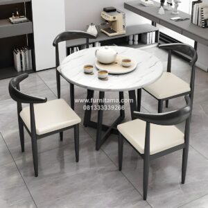 Meja Makan Cafe Bundar 4 Kursi Terbaru