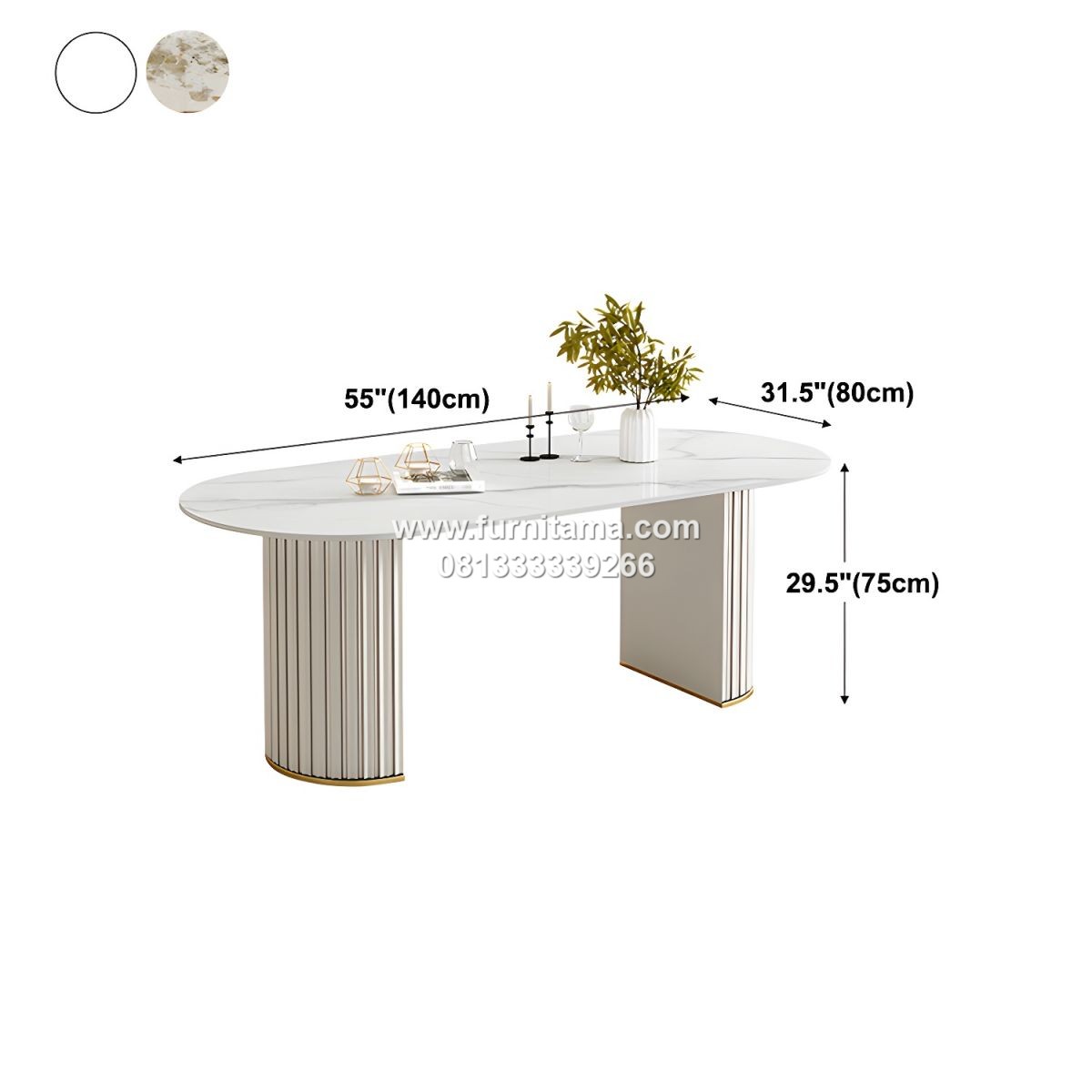 Meja Makan Marmer Oval Modern 6 Kursi Warna Putih 2 Meja Makan Marmer Oval Modern 6 Kursi Warna Putih