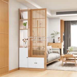 Partisi Ruang Tamu Minimalis Modern Dengan Penyimpanan