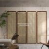Pembatas Ruangan Kayu Jati Rotan Skandinavia 4 Panel