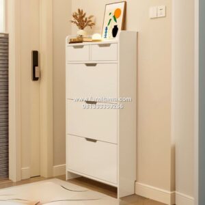 Rak Sepatu Tertutup Minimalis Modern Warna Putih