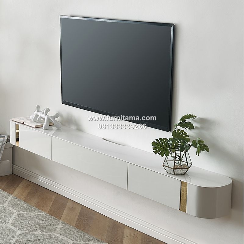 Rak TV Dinding Gantung dengan 2 Laci Minimalis 1 Rak TV Dinding Gantung dengan 2 Laci Minimalis