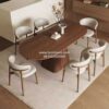 Set Meja Makan Oval Skandinavia Kayu Jati 6 Kursi