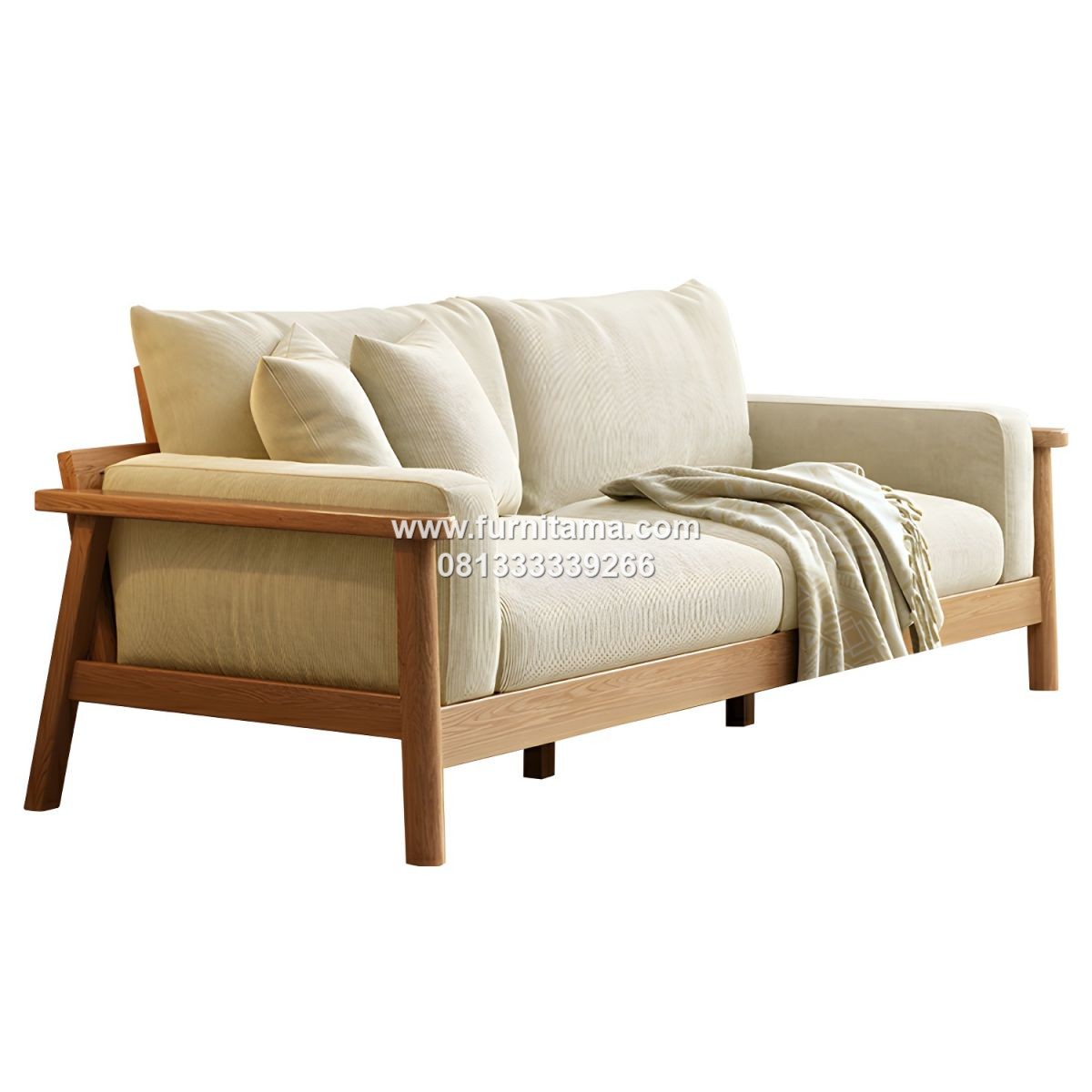Sofa 2 Seater Kayu Jati Natural Minimalis 1 Sofa 2 Seater Kayu Jati Natural Minimalis