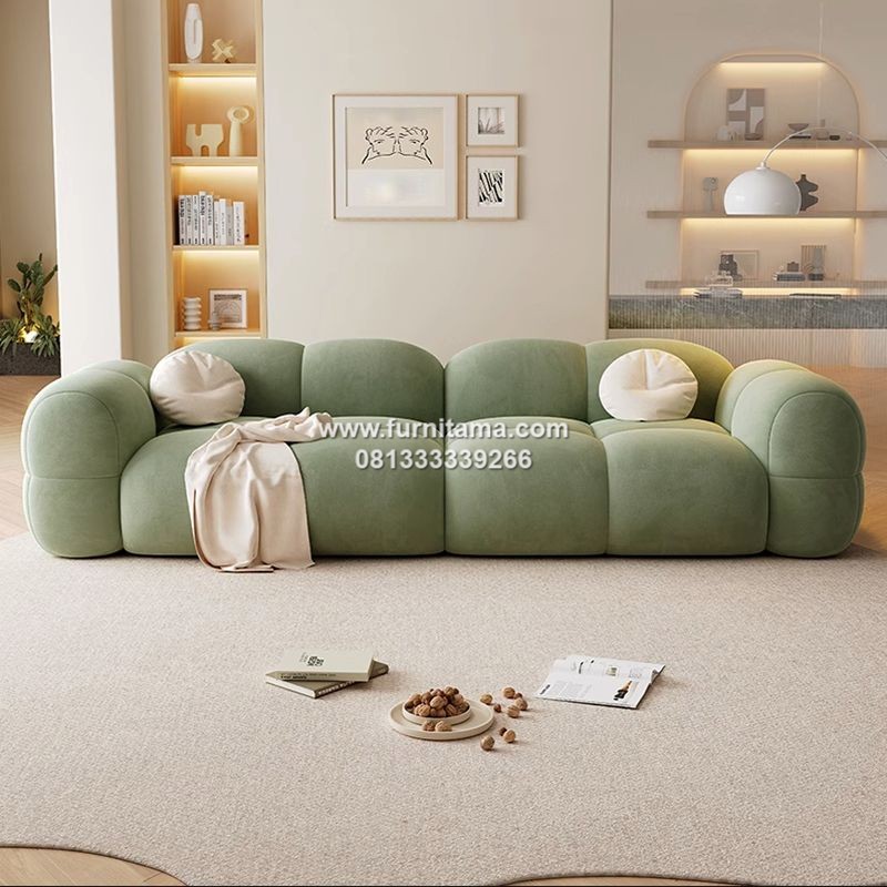 Sofa 3 Seater Jok Beludru Premium Sangat Elegan