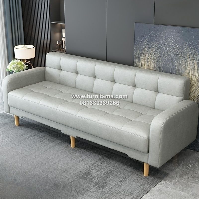 Sofa 3 Seater Scandinavian Modern Warna Natural Elegan