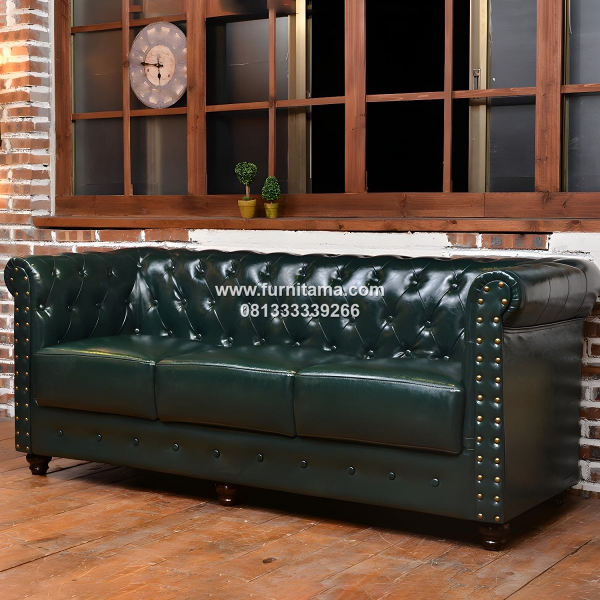 Sofa Chesterfield 3 Seater Mewah Kulit Sintetis 1 Sofa Chesterfield 3 Seater Mewah Kulit Sintetis