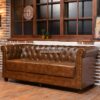 Sofa Chesterfield 3 Seater Mewah Kulit Sintetis