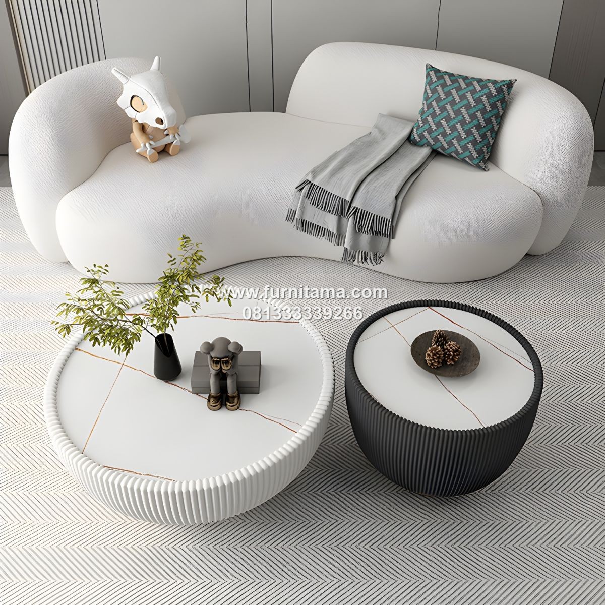 Sofa Gaya Modern dengan Sandaran Melengkung
