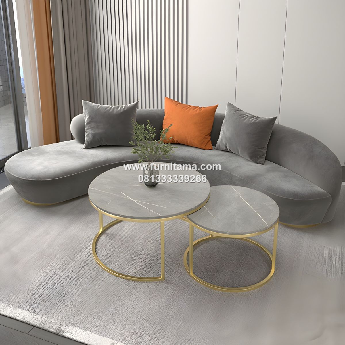 Sofa Lengkung Minimalis Dengan Meja Sofa 1 Sofa Lengkung Minimalis Dengan Meja Sofa