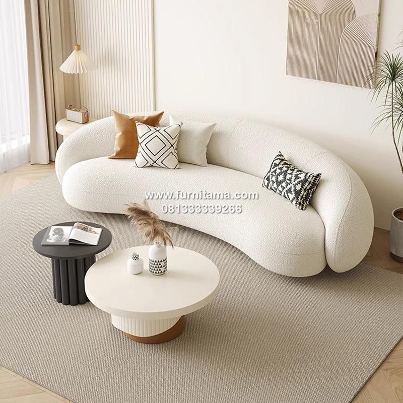 Sofa Melengkung Skandinavia Warna Putih dengan Sandaran 1 Sofa Melengkung Skandinavia Warna Putih dengan Sandaran