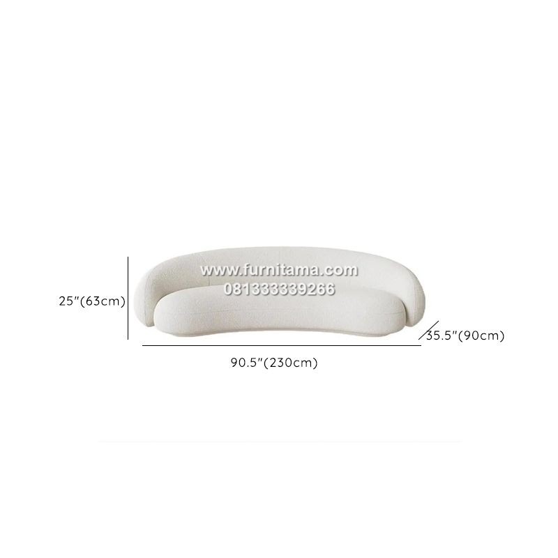 Sofa Melengkung Skandinavia Warna Putih dengan Sandaran 3 Sofa Melengkung Skandinavia Warna Putih dengan Sandaran