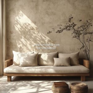 Sofa Minimalis Kayu Solid Desain Jepang Modern Minimalis