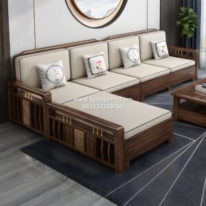 Sofa Sudut Minimalis Kayu Jati Berkualitas Premium